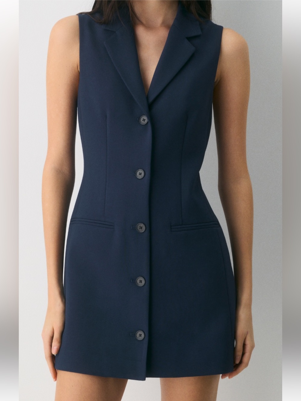 ARITZIA BABATON Mastermind Navy Blue Pinstripe Dress Women’s Size 10 NEW